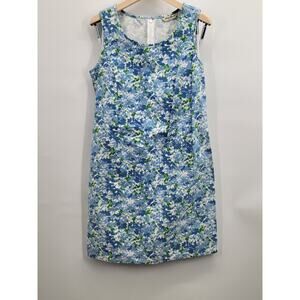 Eddie Bauer Blue Sleeveless Floral A-Line Dress Small S Petite Violets Spring‎